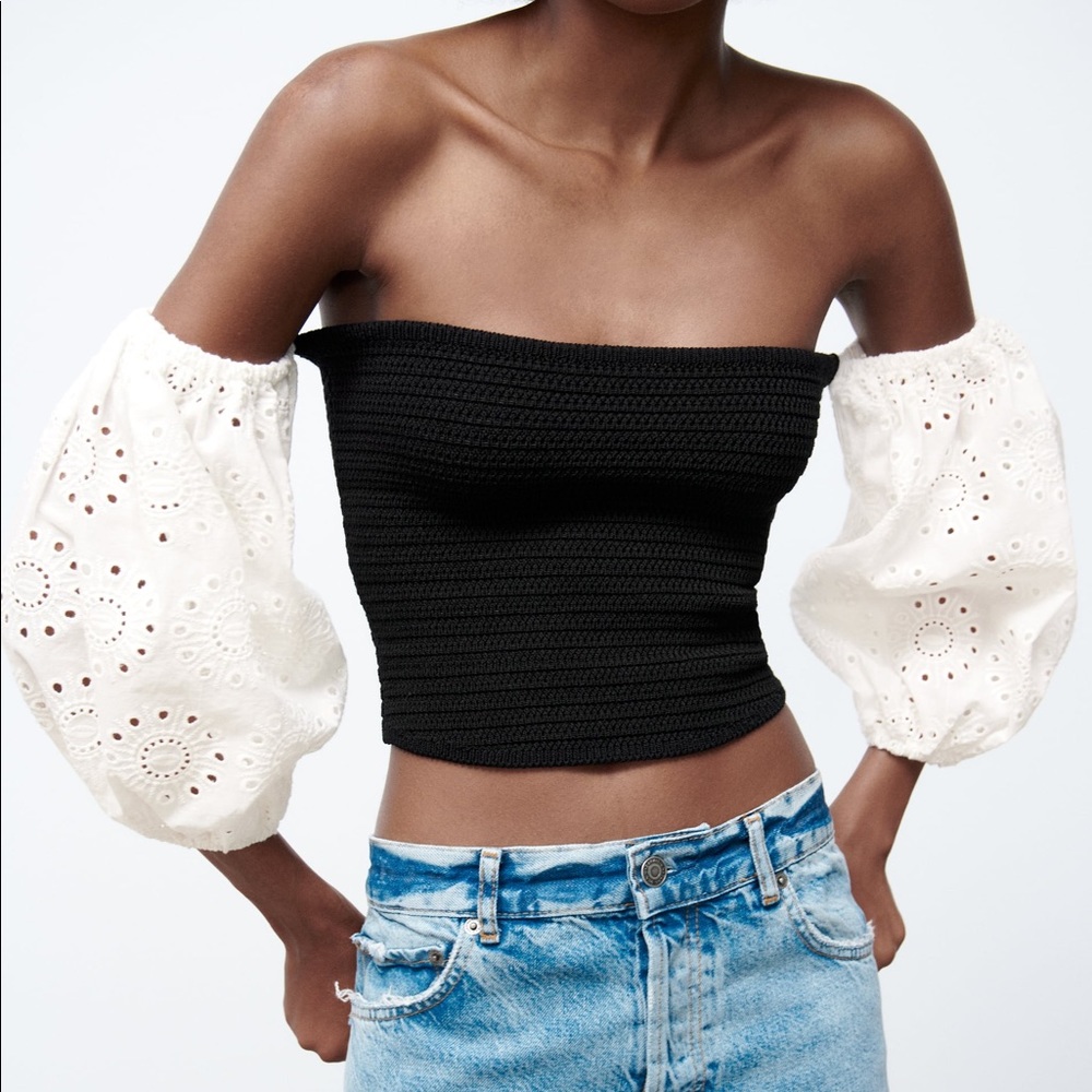 Zara COMBINATION KNIT TOP - Picture 5 of 5